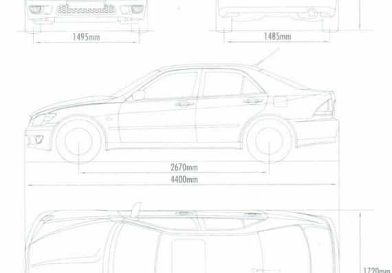 Lexus IS 200 (Лексус ИС 200) - чертежи (рисунки) автомобиля